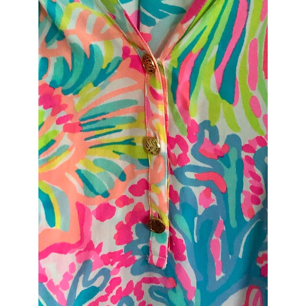 Lilly Pulitzer Elsa Silk "Lovers Coral" Top Women's Size Medium - Picture 5 of 7